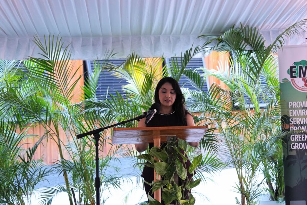 Deputy Managing Director of EMC Inc., Mrs. Malisa Nokta, Providing Remarks at the Shade House Training Certification Ceremony