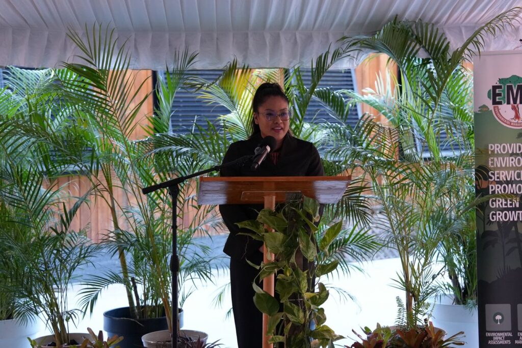 Minister of Amerindian Affairs, Hon. Sarah Browne, Providing Feature Remarks at the Shade House Training Certification Ceremony