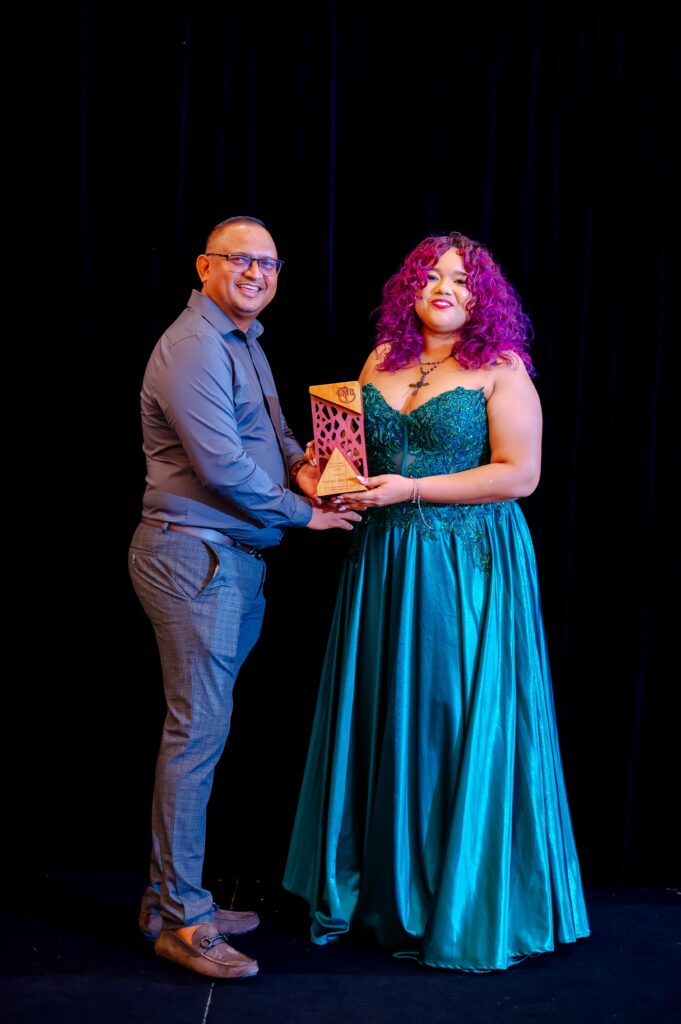 Shannon Stephenson receiving the Most Reliable and Dependable Award